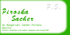 piroska sacher business card